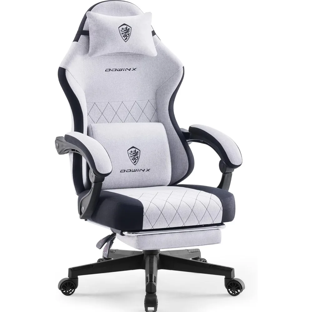 Gaming Chair Fabric with Pocket Spring Cushion, High Back Ergonomic Computer Chair,Massage Lumbar Support Swivel Game Chair