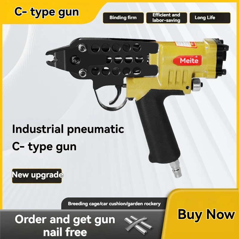 Pneumatic C-type Nail Gun SC760 Group Cage Gun Binding Chicken And Rabbit Cage Rockery Net Gun Assembly Seat Nail Gun