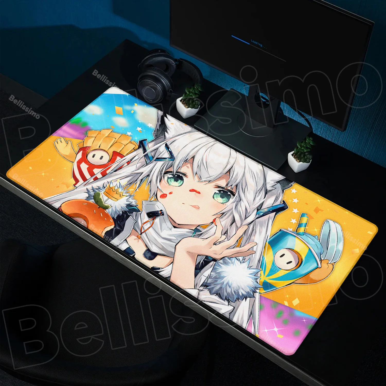 

Game Hololive Shirakami Fubuki Mouse Pad Non-Slip Rubber Edge locking Playmat Gaming Accessories Computer Extended Desk Mat Rug