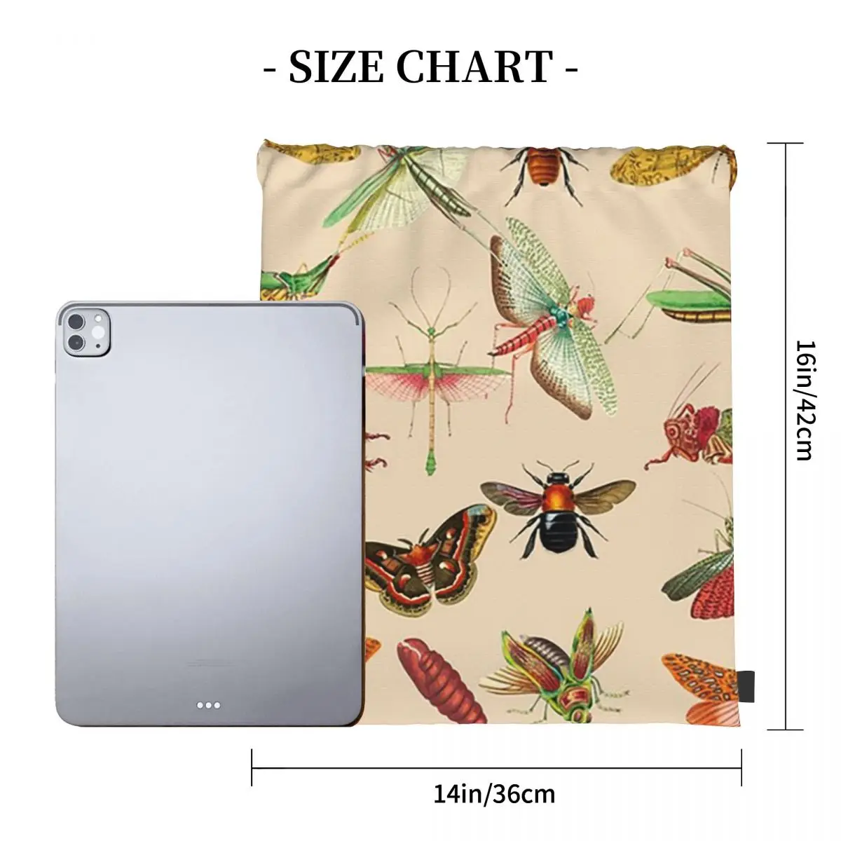 Vintage Bugs And Insects Illustration Backpacks Portable Drawstring Bundle Pocket Sports Bag Book Bags for Man Woman Students
