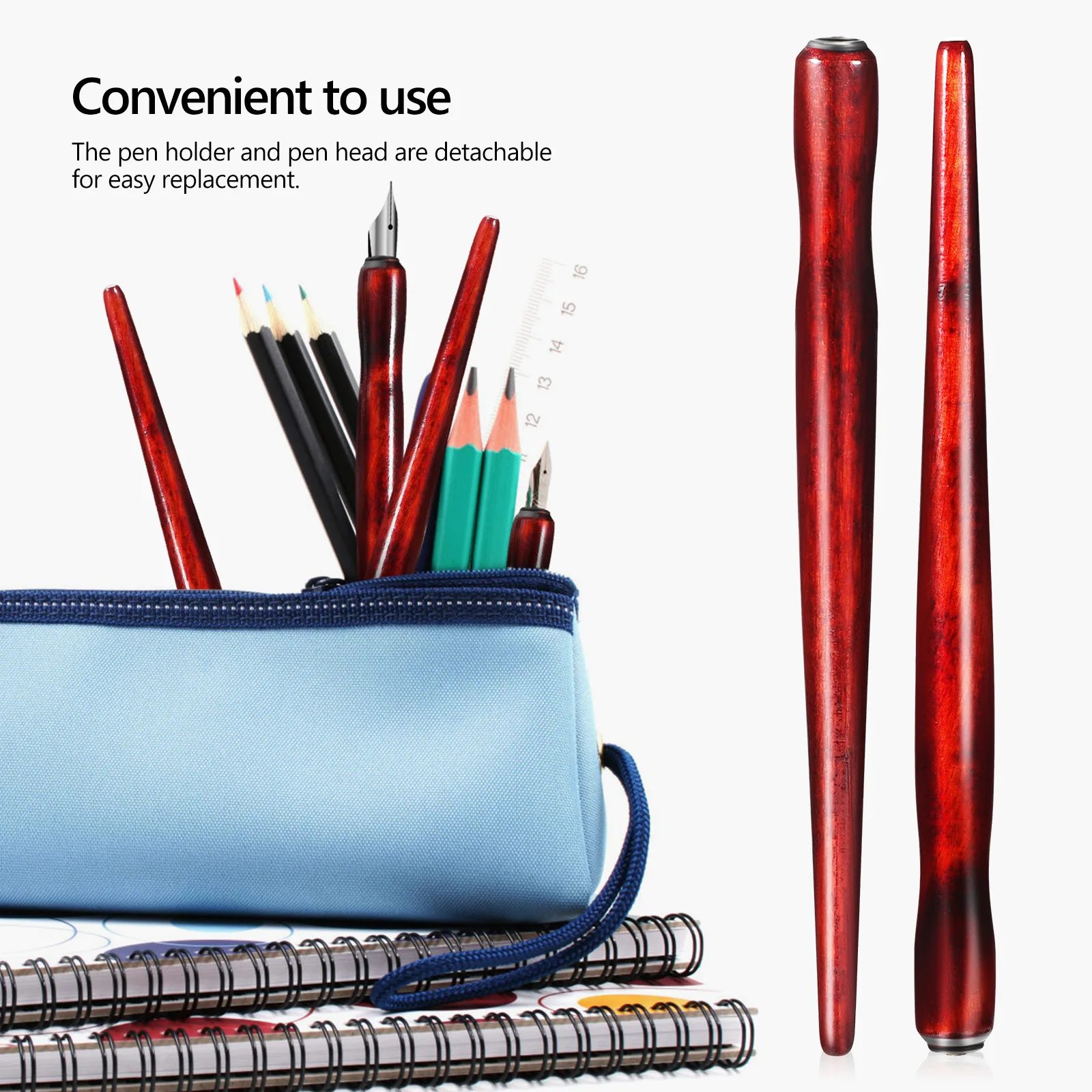 

12 pcs Red Sandalwood Pen Holders For Calligraphy Painting Writing Durable Dip Pen Nib Holder Portable Art Supply Tool