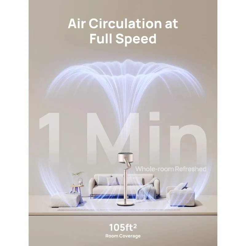 مراوح ذكية لغرفة النوم، 120 ° +120 ° مروحة متأرجحة متعددة الاتجاهات، مروحة بقاعدة هادئة بطول 90 قدمًا مع ضوء RGB، 9 سرعات #4