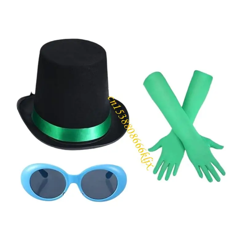 Top -Matching Handschuhe Brille Stockinngs Anime Kostümzubehör 066c