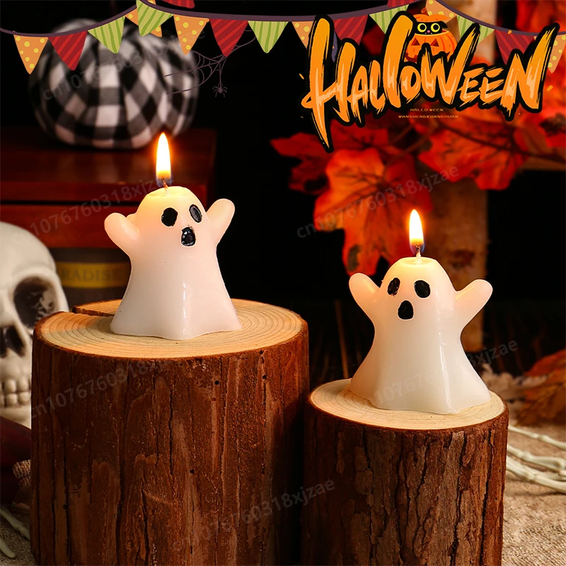 

New Halloween Small Ghost Candle Decoration Festival Lovely Modeling Atmosphere Sense Candles Props Home Friends Festivals Gifts