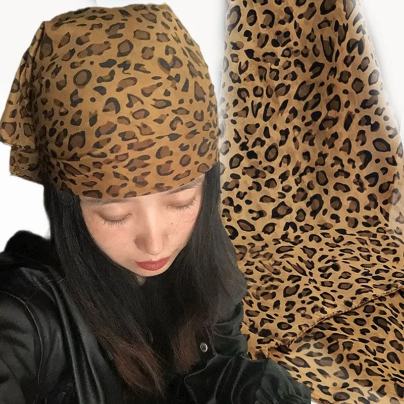 

1/2Pcs Thin Leopard Print Headscarf Spicy Girls Retro Square Edge Scarves Head Band Women High Quality Neckerchief Shawl Wrap