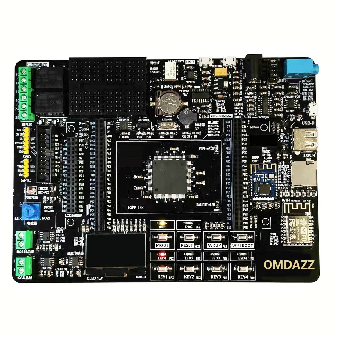 Electronic Experiment Development Board for Lab Teaching, with breadboard CAN RS485 Wi‑Fi Bluetooth OLED Relay ADC DAC TF‑Card