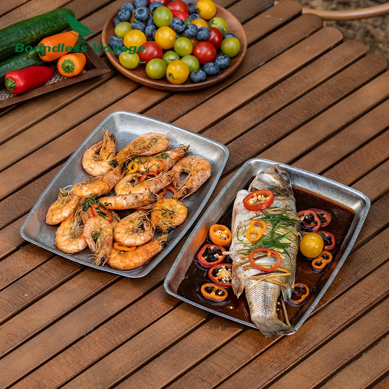 Boundless Voyage Titanium Square Dinner Plate Camping Tableware Serving Plate for Steak, Pasta, Pizza, Appetizer Ti1149T gallery 2