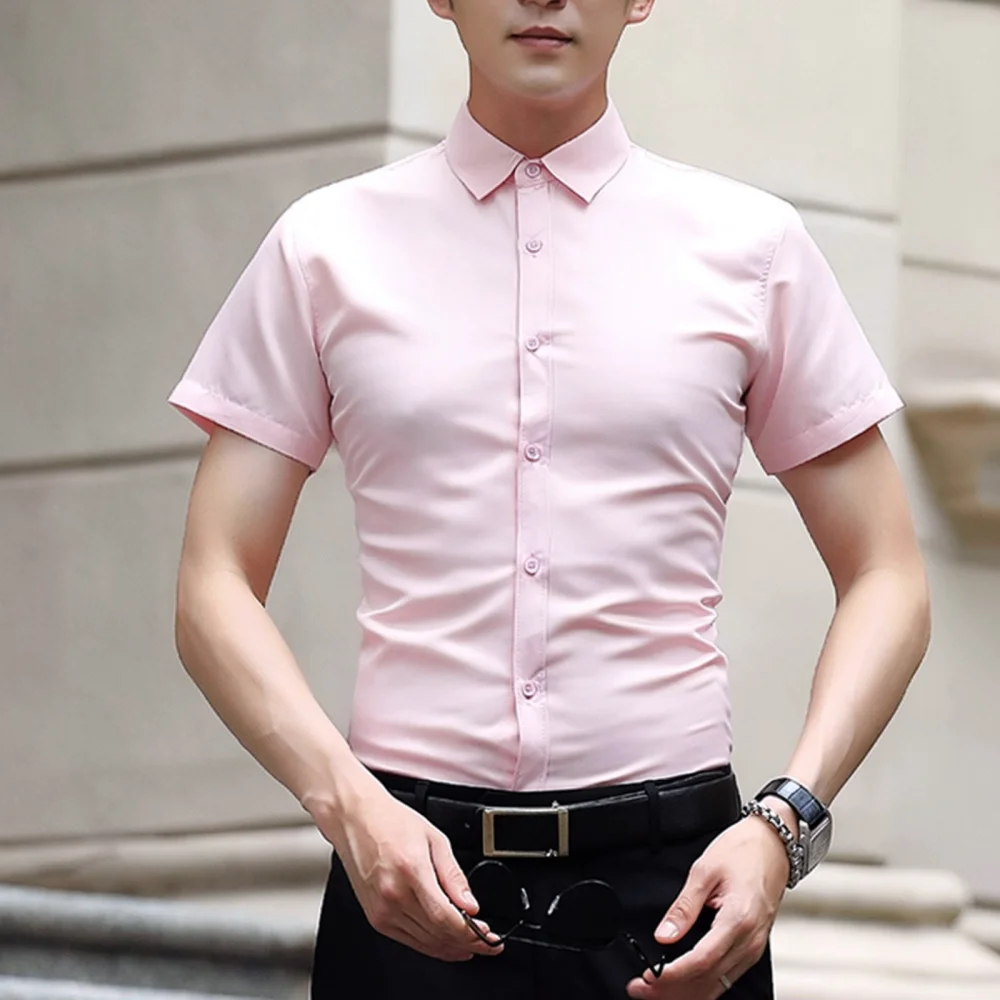 Men Formal Wear Wedding Guest - قميص رجالي بأكمام طويلة، تصميم ضيق،
