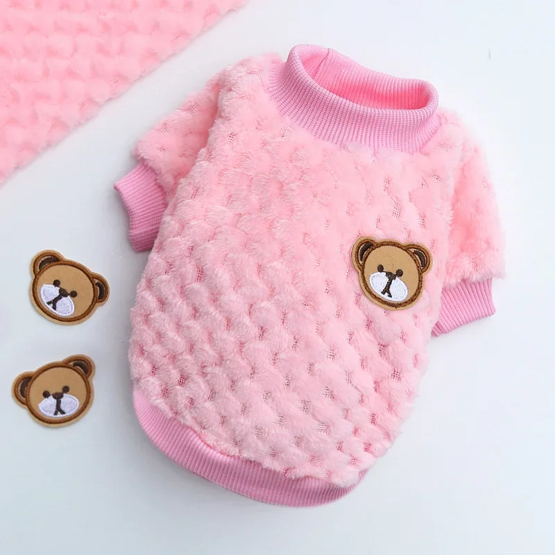 Chaleco con bordado de oso para mascotas, ropa cálida de invierno para perros pequeños, abrigo de felpa para cachorros y gatos, Yorkies, Chihuahua,