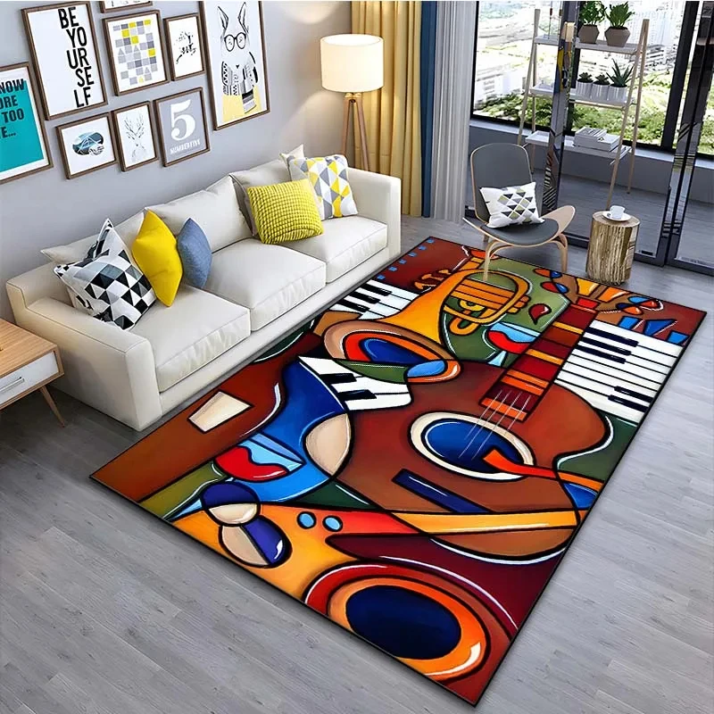 Abstract Musical Instruments Pattern Floor Rug Carpets for Living Room Bedroom Bedside Bathroom Floor Mat Area Rugs Cloakroom