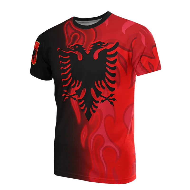 Wholesale Jersey Football Albania Jersey 2024 Soccer Team T-Shirt 3D Albanians Flag Graphic T Shirts Albanian Emblem Tee Shirts image 4