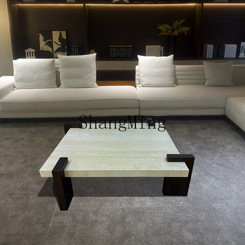 

SM antique light luxury minimalist high-end rock slab coffee table living room household small apartment retro coffee table