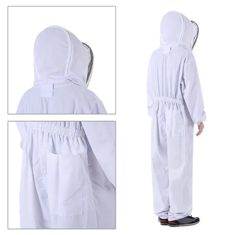 White Beekeeping Suit with Gloves Thickened Split Type Beekeeper Protective Clothing for Bee Keeping