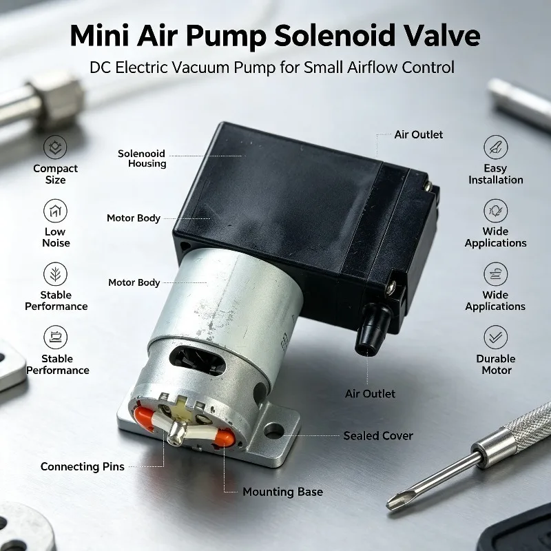 DC24V Mini Piston Diaphragm Vacuum Pump Micro Negative Pressure Air Pump For Industrial Small Equipment Air Suction Transmission