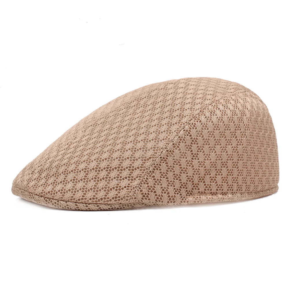 Summer lightweight single-color open-weave breathable mesh front-facing cap for outdoor leisure, sun protection, for the elderly