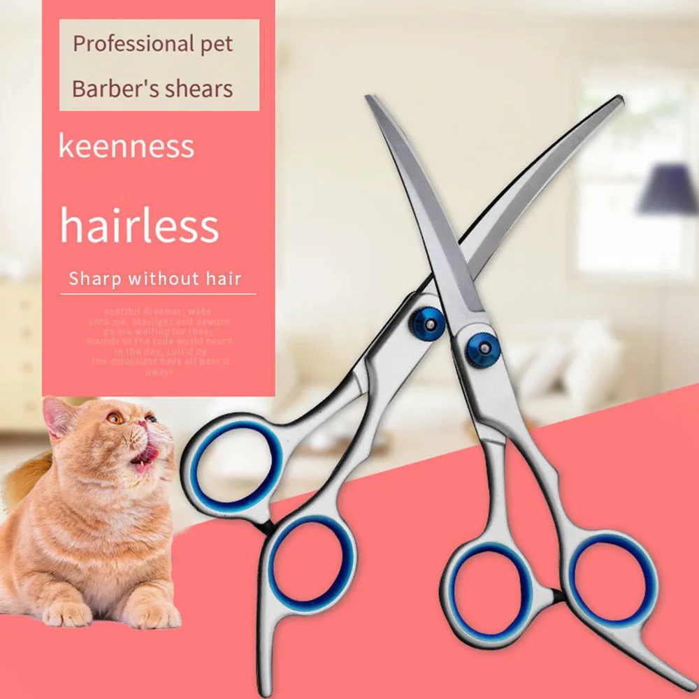 Professional Dog Grooming Scissors With Safety Round Tips,Heavy Duty Titanium Stainless Steel Up-Curved Pet Grooming Scissors