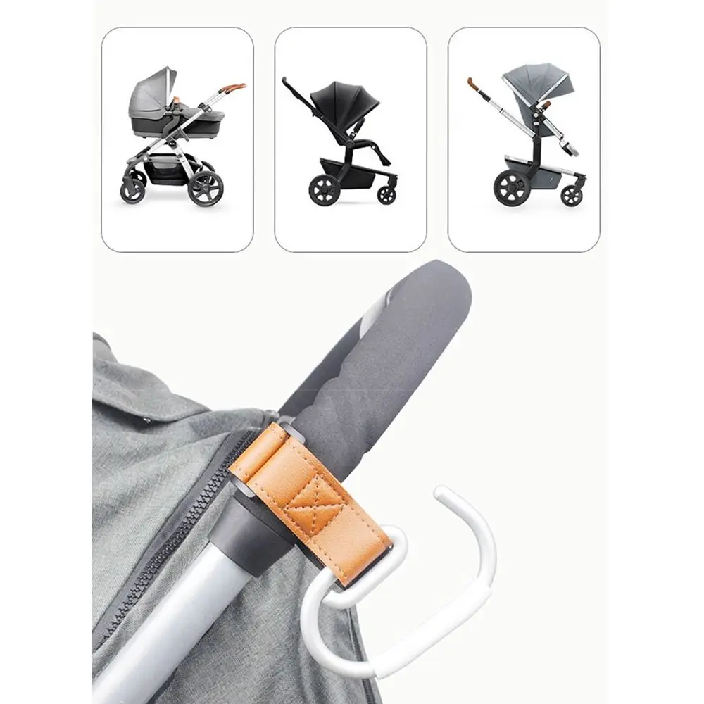 Ganci per passeggino in PU Accessori per passeggino in tinta unita Gancio per appendere Carrello Organizzatore Accessori per passeggino per cartoni animati Carrozzina