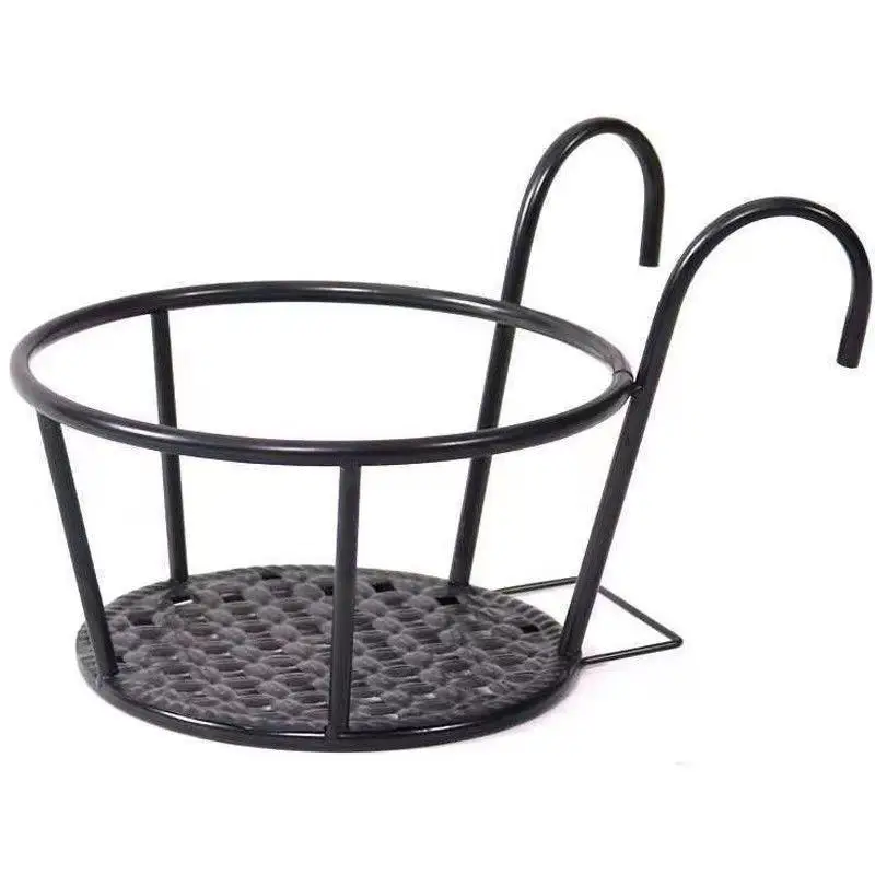 1Pc Hanging Flower Basket Iron Art Plant Rack Outdoor Balcony Window Bonsai Pot Stand Home Garden Ornament Decoration