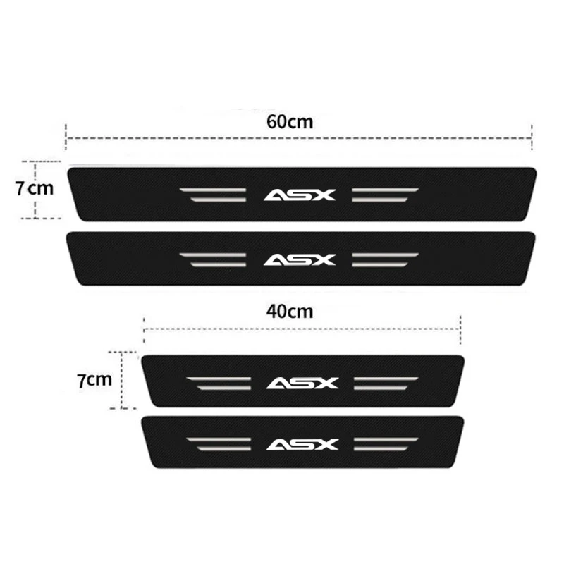 Car Threshold Stickers for Mitsubishi ASX Badge Luminous Door Sill Protector Decals Carbon Fiber Anti Scratch Film Accessories