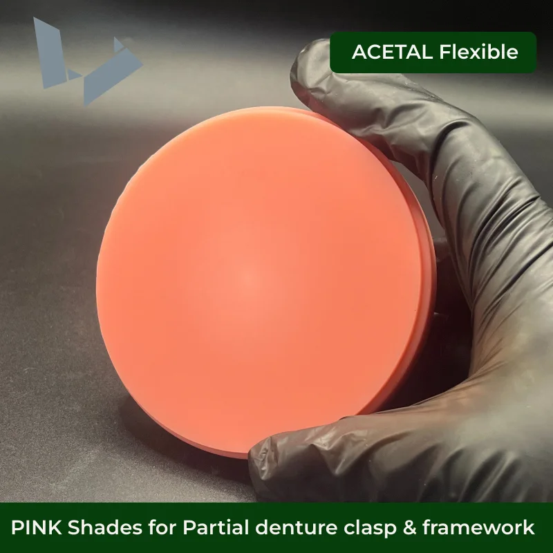 98.5mm Acetal Pink Flexible PMMA Disc Dental Lab Partial Denture Frameworks Materials for Metal-free Removable Applications