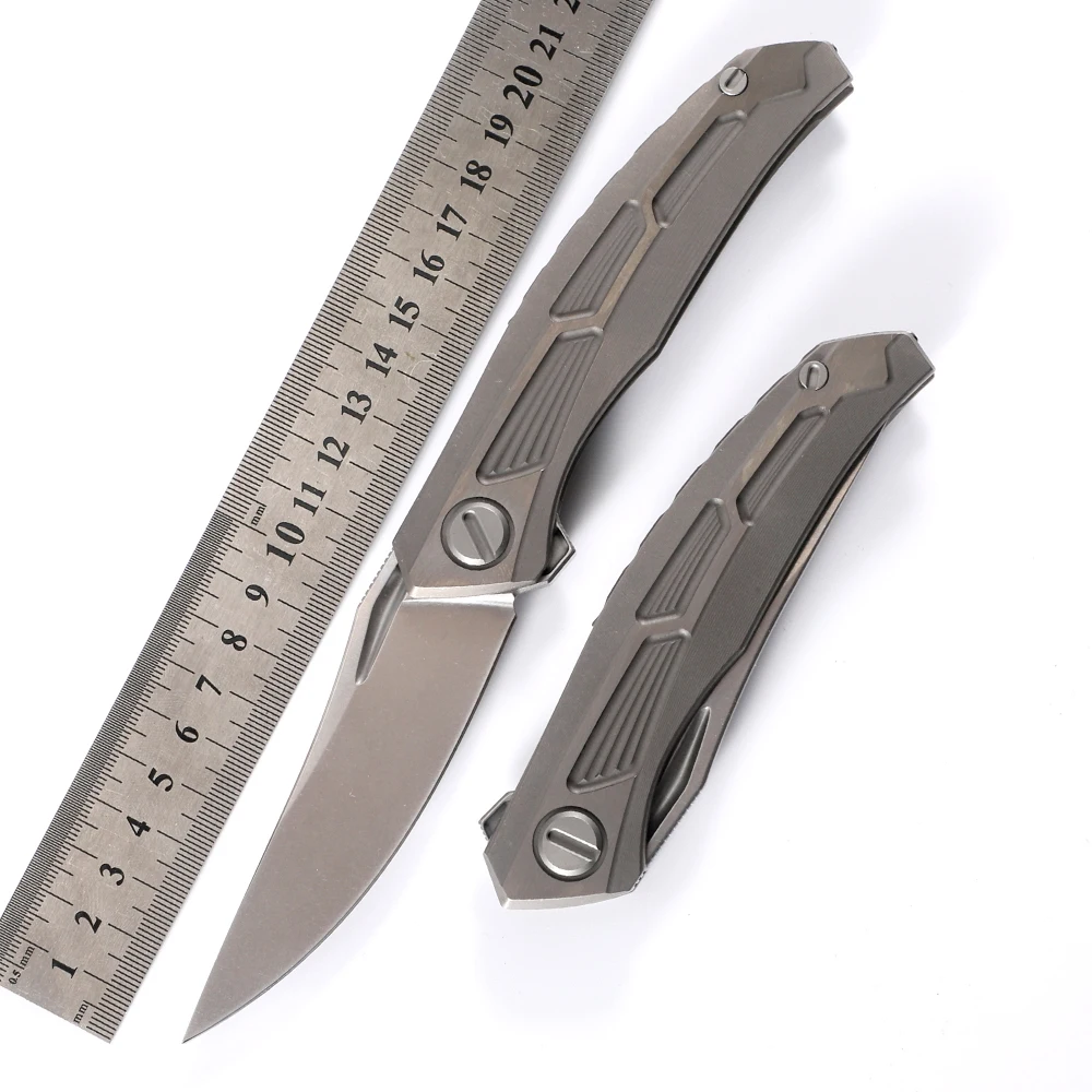 Quantum Folding Knife TC4 Titanium Handle D2 Blade Outdoor Hunting Camping EDC Tool