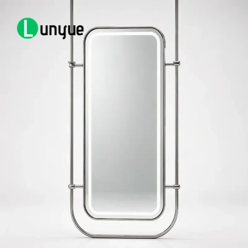 Custom Stainless Steel Round Arm Hanging Rod with Lamp for Bathroom Mirror Durable Modern Vanity Lighting