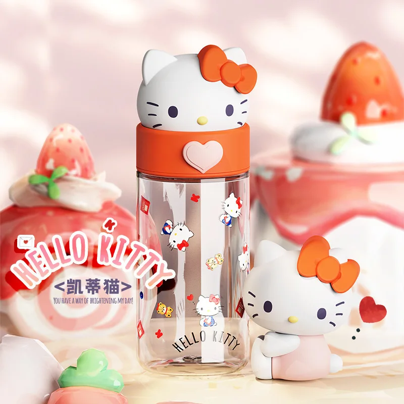 Sanrio Hello Kitty Transparent Cup, Kuromi Melody Cartoon Design, 500Ml Capacity Plastic Water Bottle Summer Student Travel Mug view 2
