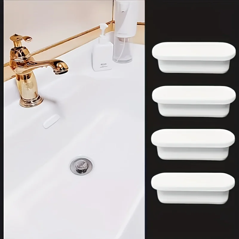 4Pcs RV Silicone Long Sink Hole Cover Oval Overflow Plug Flexible Drain Stopper Kitchen Bathroom Wash Basin Water Sealing Parts