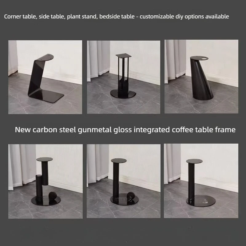 

Black Iron Side Table Frame Detachable Metal Stand for Marble Wood Board Unique Corner Table Base Home Furniture Support