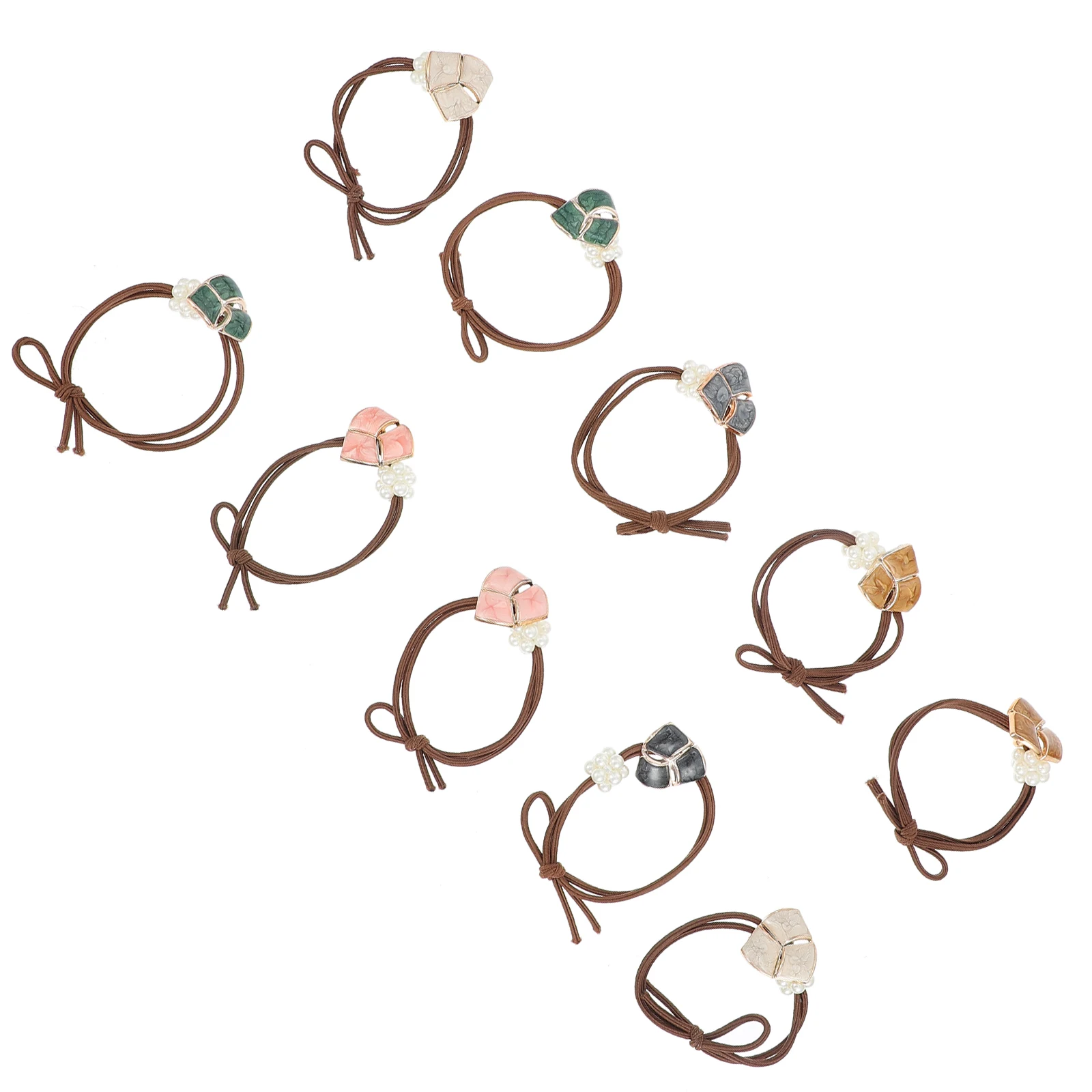 

10pcs Elegant Pearl Rings For Women Ponytail Holders Hair Ropes Hydrating Hair Accessories Soft Elastic Rubber Bands Frizz Free