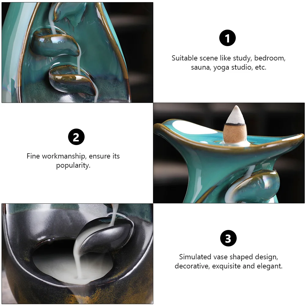 

Backflow Incense Burner Holder Ceramic Decorative Aroma Therapy Supplies for Home Bedroom Yoga Sauna Desktop Ornament