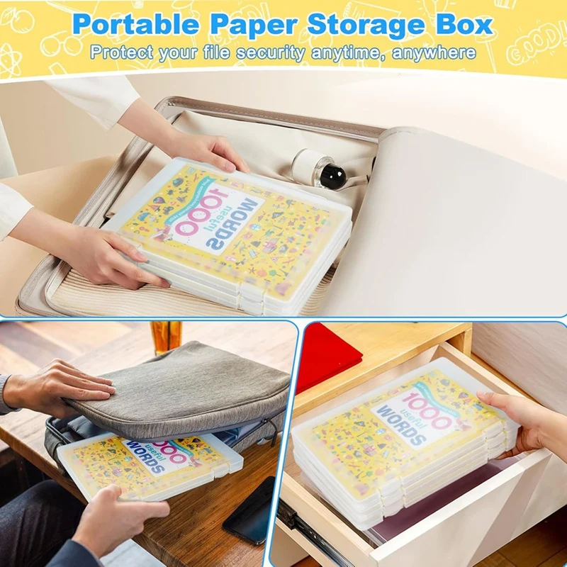 A4 File Box Paper Storage Rack, Protetor de Documentos para Revistas, Scrapbooks, Escritório, Material Escolar, 4 Pacotes