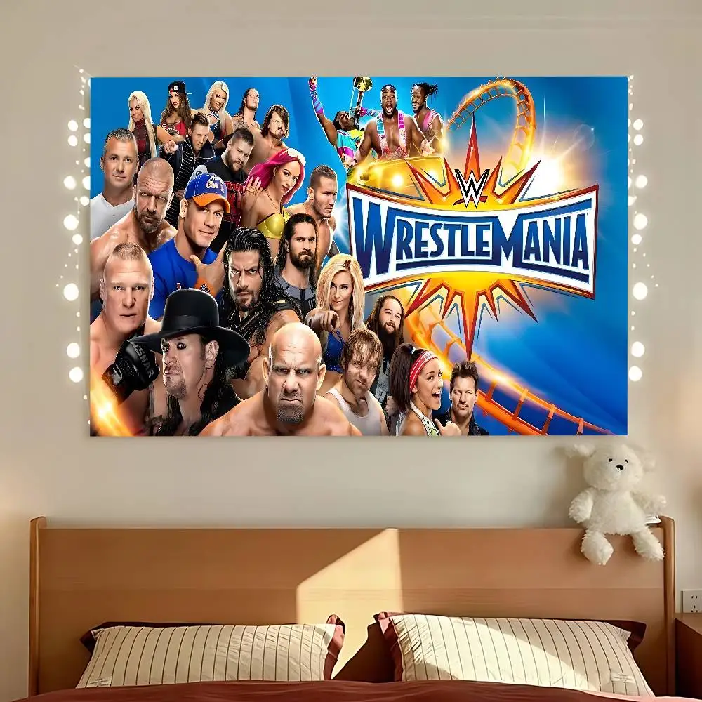 WWE WrestleMania راية عالية الجودة مطبوعة على طراز الجو الفني علم التخييم