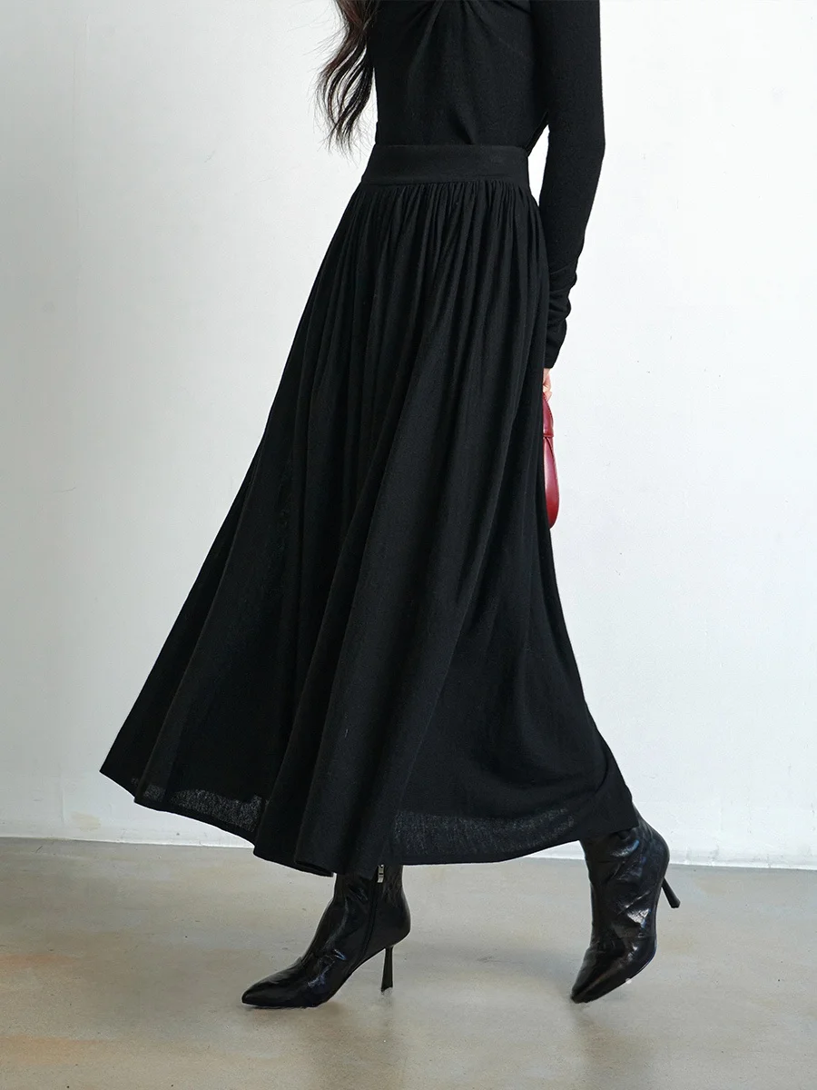 

Kiki High Waist Knitted Woolen Skirt Versatile New Year's Fashion Half-length Midi Skirt for Business Ladies in Their 30s