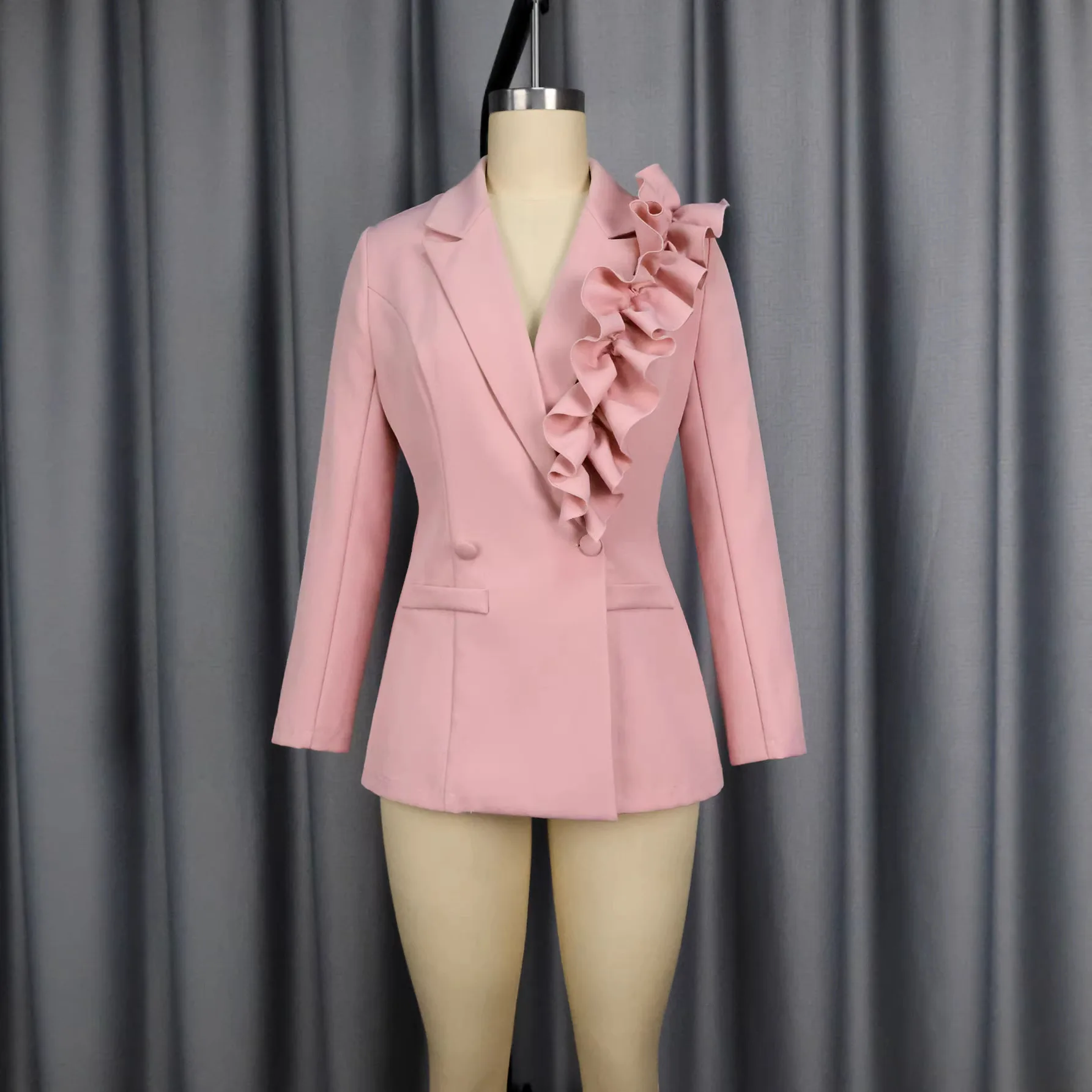 Three-dimensional Ruffle Blazer, Waist-cinching, Slimming, Elegant, Stylish, Suitable For Commuting, Blazer