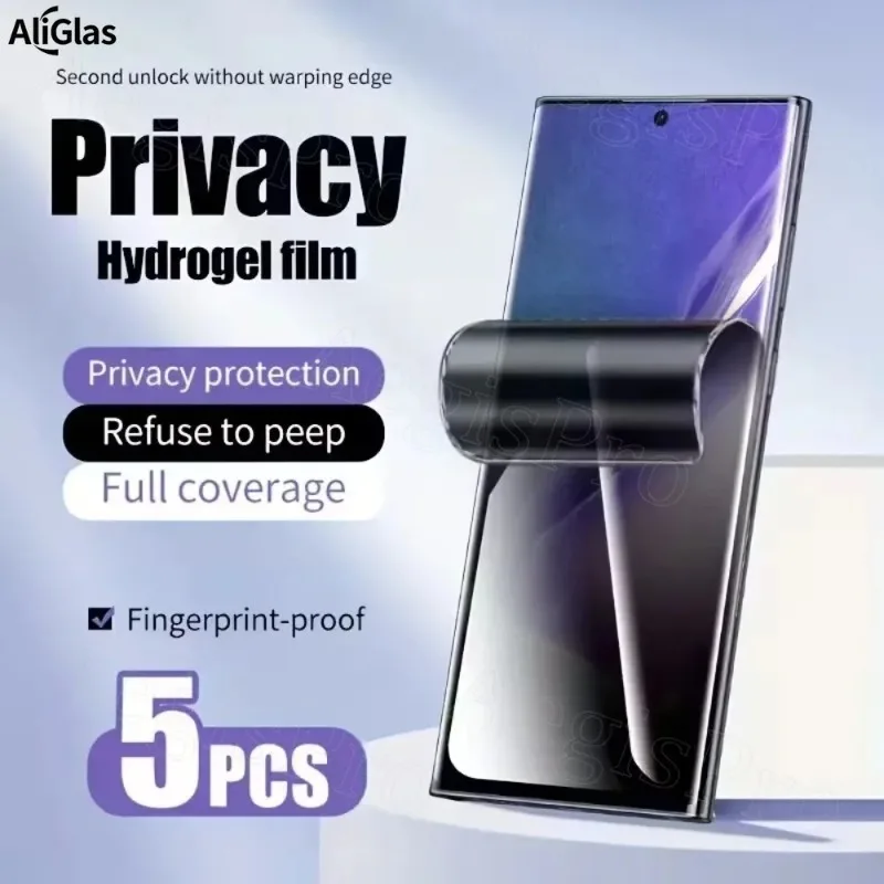 5 Stück wasserfester Anti-Spionage-Displayschutz für Vivo X300, Sichtschutz-Hydrogelfolie für Vivo X300 Pro, vollständige Abdeckung, kratzfest