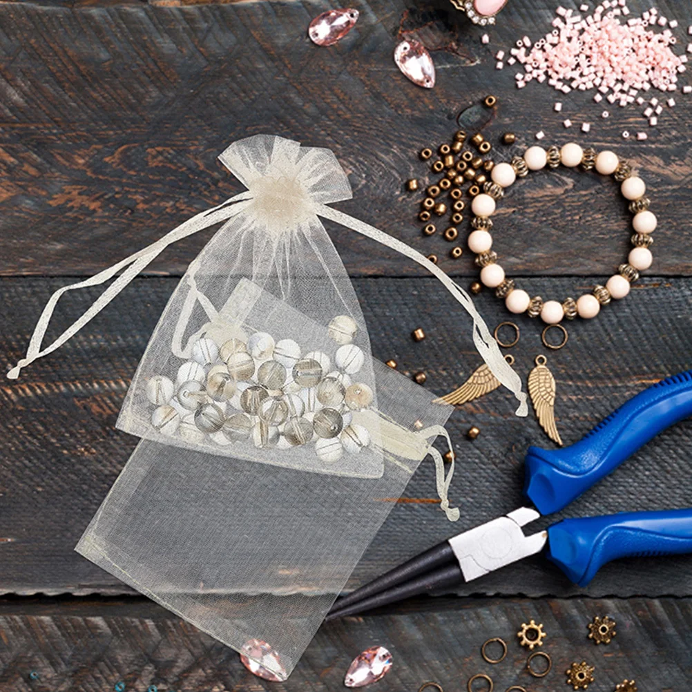 100Pcs Small Organza Bags Drawstring Gift Pouches for Jewelry Wedding Party Favors Candy Storage Mesh Bags Women Mini Pouch