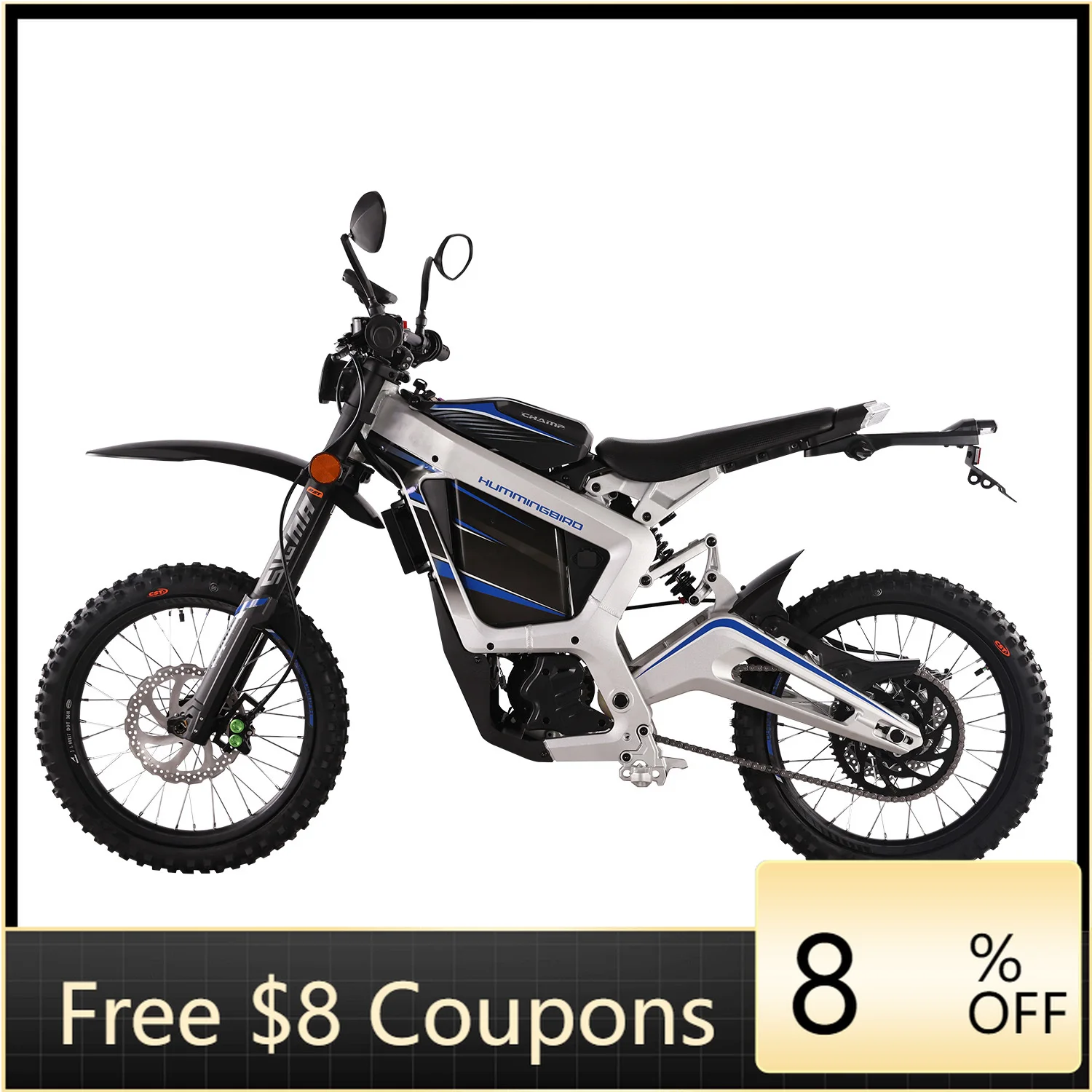 

STLF EEC COC CE Licensed for the Road 72V 40Ah 7500W 100km/h Speed Off-road City Commuting Dirt Bike Electric Motorcycle