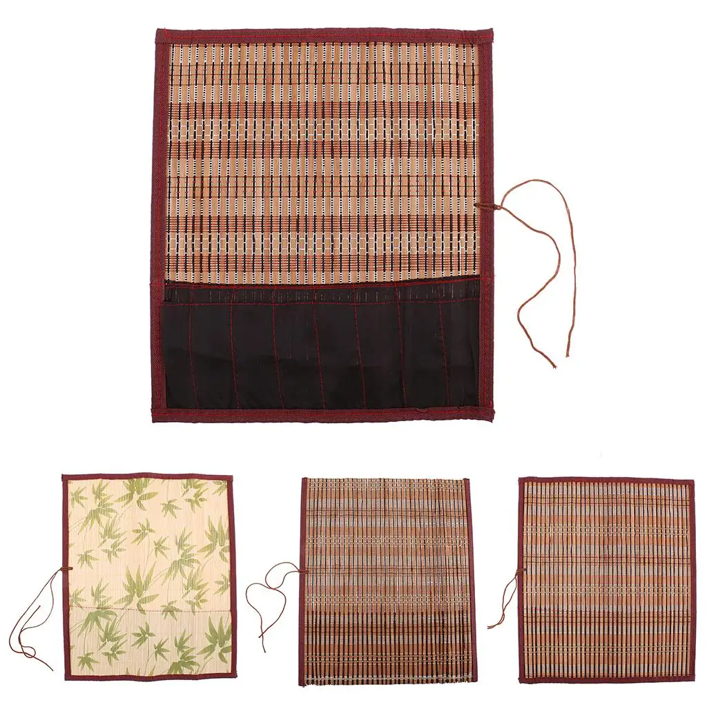 Bamboo Calligraphy Brush Pouch Traditional Handmade Holder Bag for Professional Chinese Writing Brushes