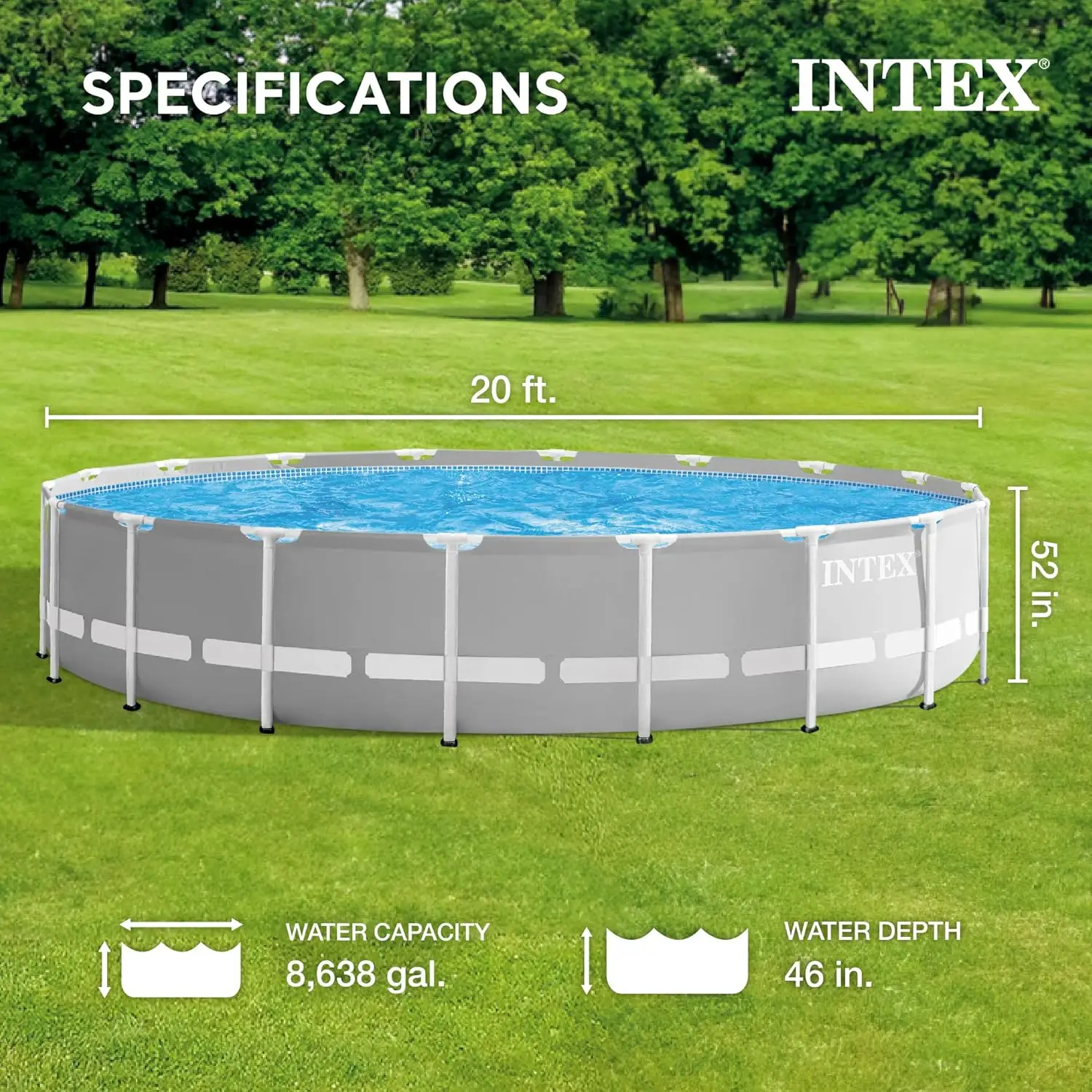 INTEX 26755EH prisma Frame Premium di atas tanah kolam renang Set: kartrid Filter pompa-Remote