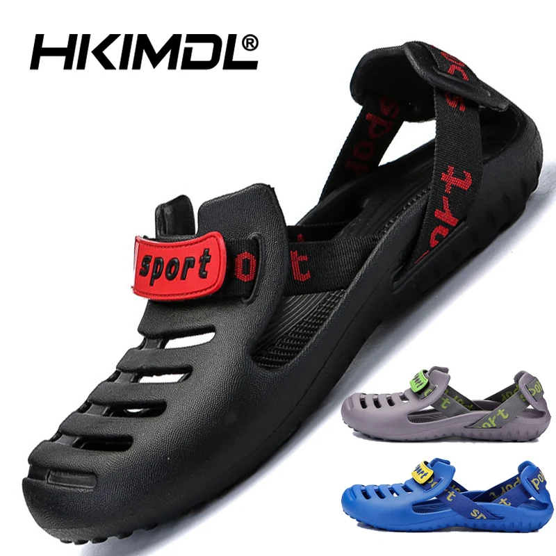 HKIMDL Men\'s Summer Shoes Sandals 2023 New Breathable Men Slippers Lighted Casual Shoes Outdoor Slip On Comfort Small Size 39-47