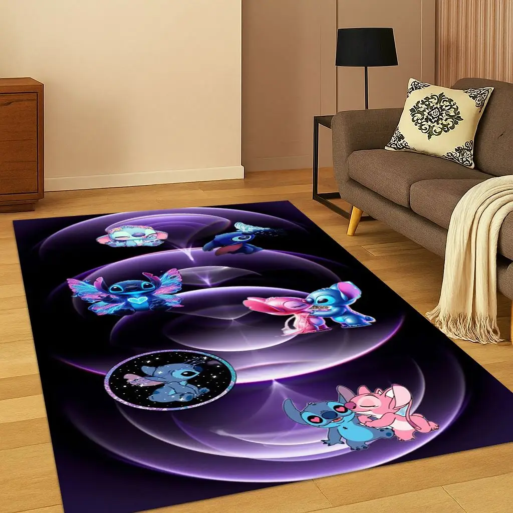 سجادة أطفال لطيفة على شكل رسوم كرتونية من Lilo & Stitch لغرفة اللعب وغرفة المعيشة وغرفة النوم، سجادة أرضية للعبة غير قابلة للانزلاق هدية