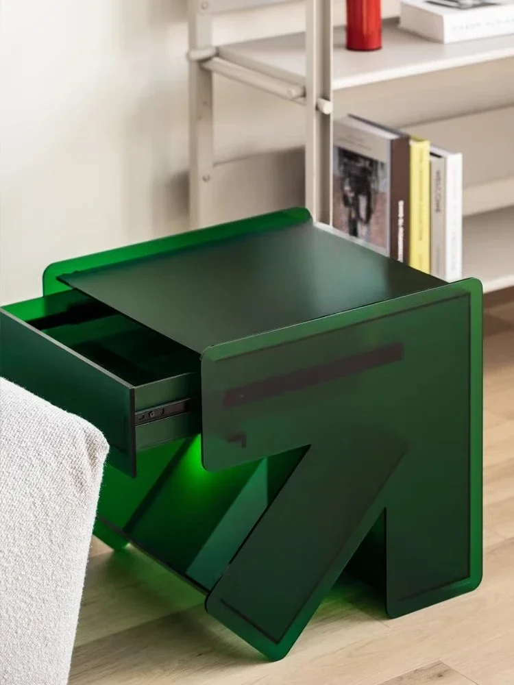 

Gray square acrylic creative bedside table living room sofa side bedroom Internet celebrity small coffee table