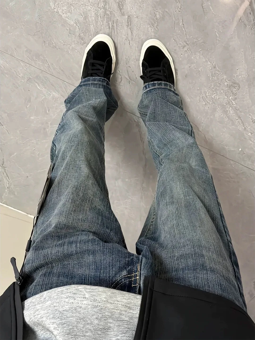 

Retro Washed Bamboo Fiber Denim Jeans Men's Slimming Straight Leg Casual Long Trousers High Street Style Youth Wear