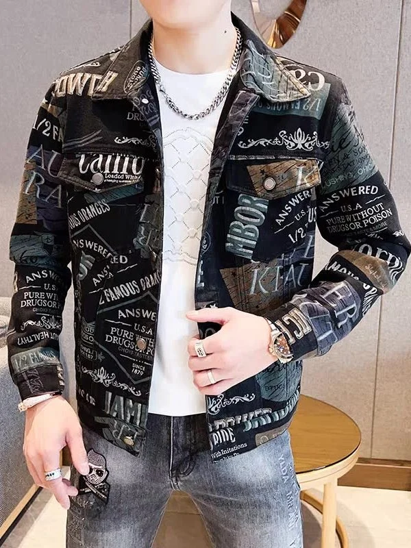 

Slim Fit Long Sve Denim Jaet for Men Sli European Version Spring Autumn New Faion Brand High Versatile Cool Coat