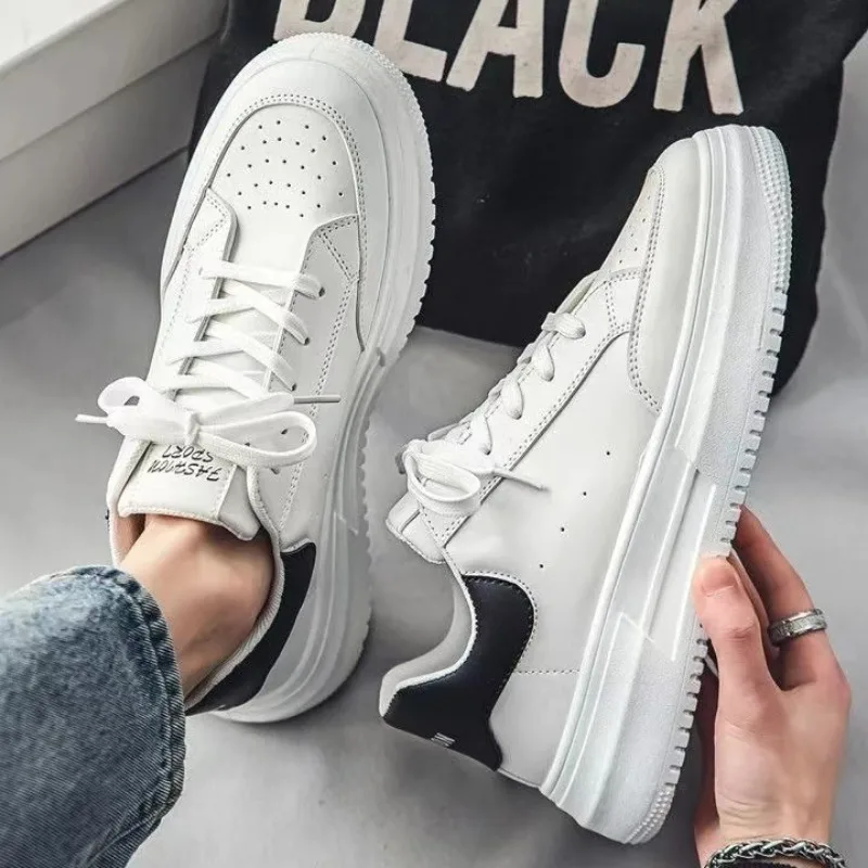 Herensneakers Mode Witte casual sportschoenen Mannelijke platformschoenen met veters Lichtgewicht ademende tenisschoen Zapatillas Hombre