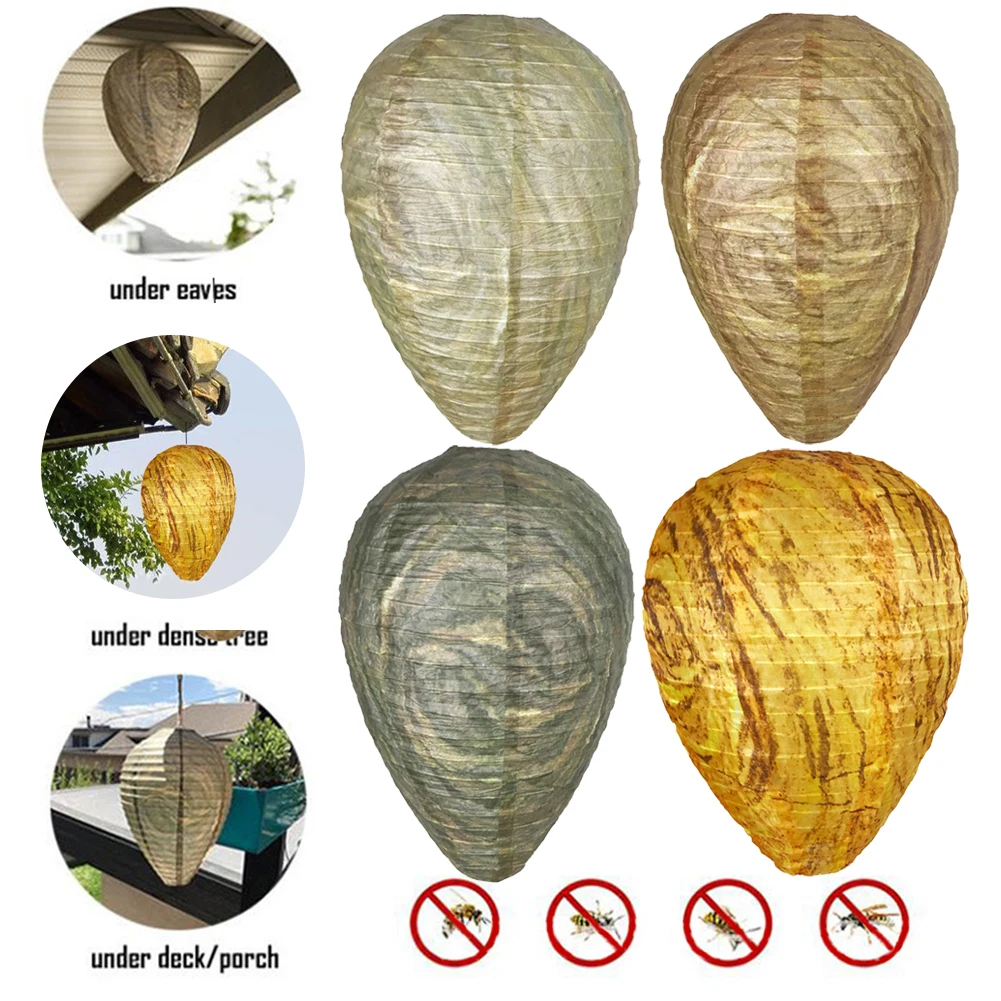 

4Pcs Wasp Nest Decoy Outdoor Waterproof Fake Wasp Nest Decoy Nest Decoy Hornets Plastic Insects Paper Drive Beehive Lantern