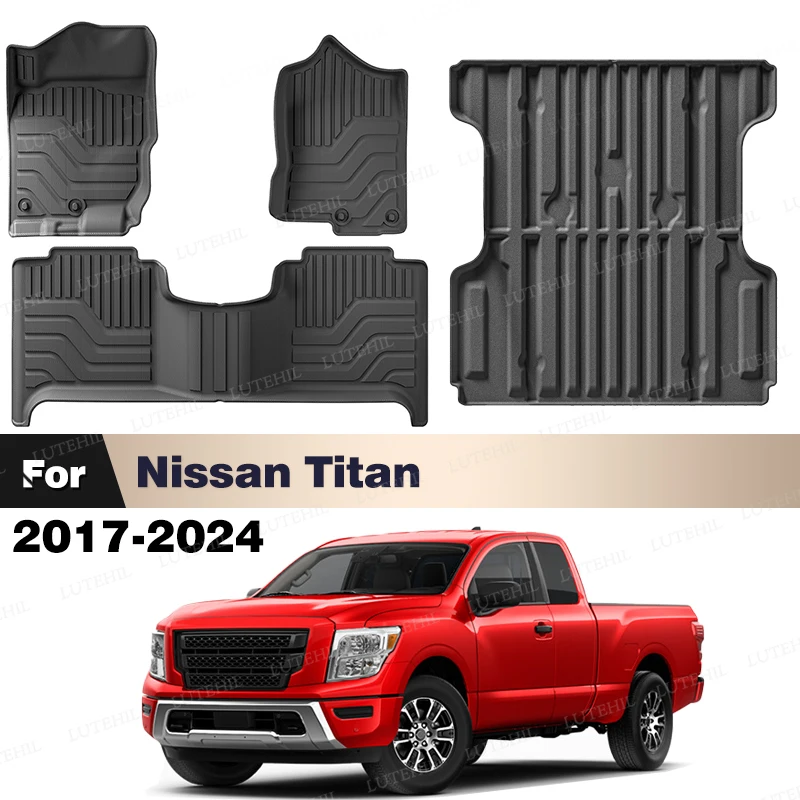 

LUTEHIL для Nissan Titan 2017-2024 23 22 21, всепогодный напольный коврик из ТПЭ на заказ, коврик в багажник, автомобильная защита салона, аксессуары