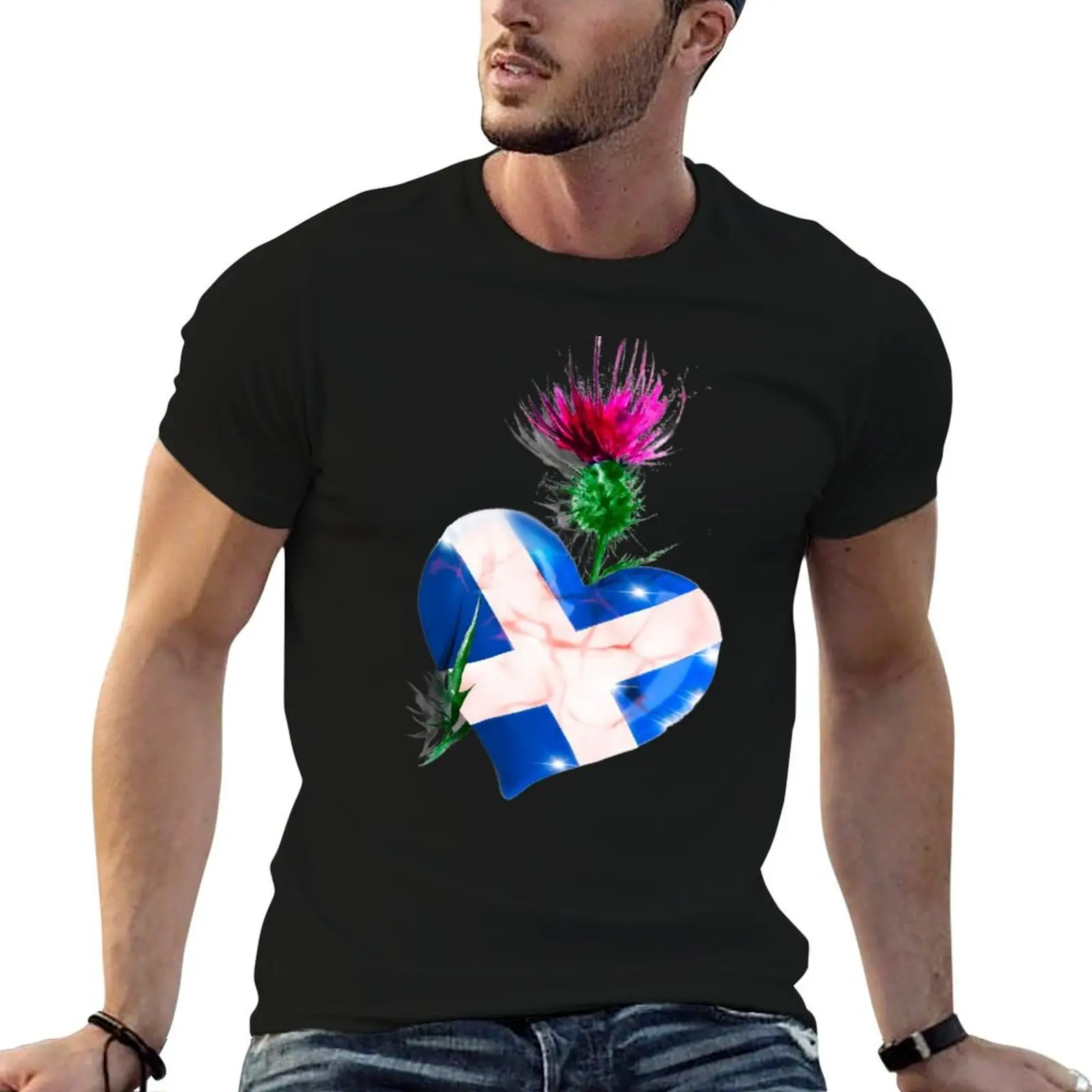 

flag man t for & tees heart t in T-Shirt for Scottish shirts cotton graphic thistle shirts man soft
