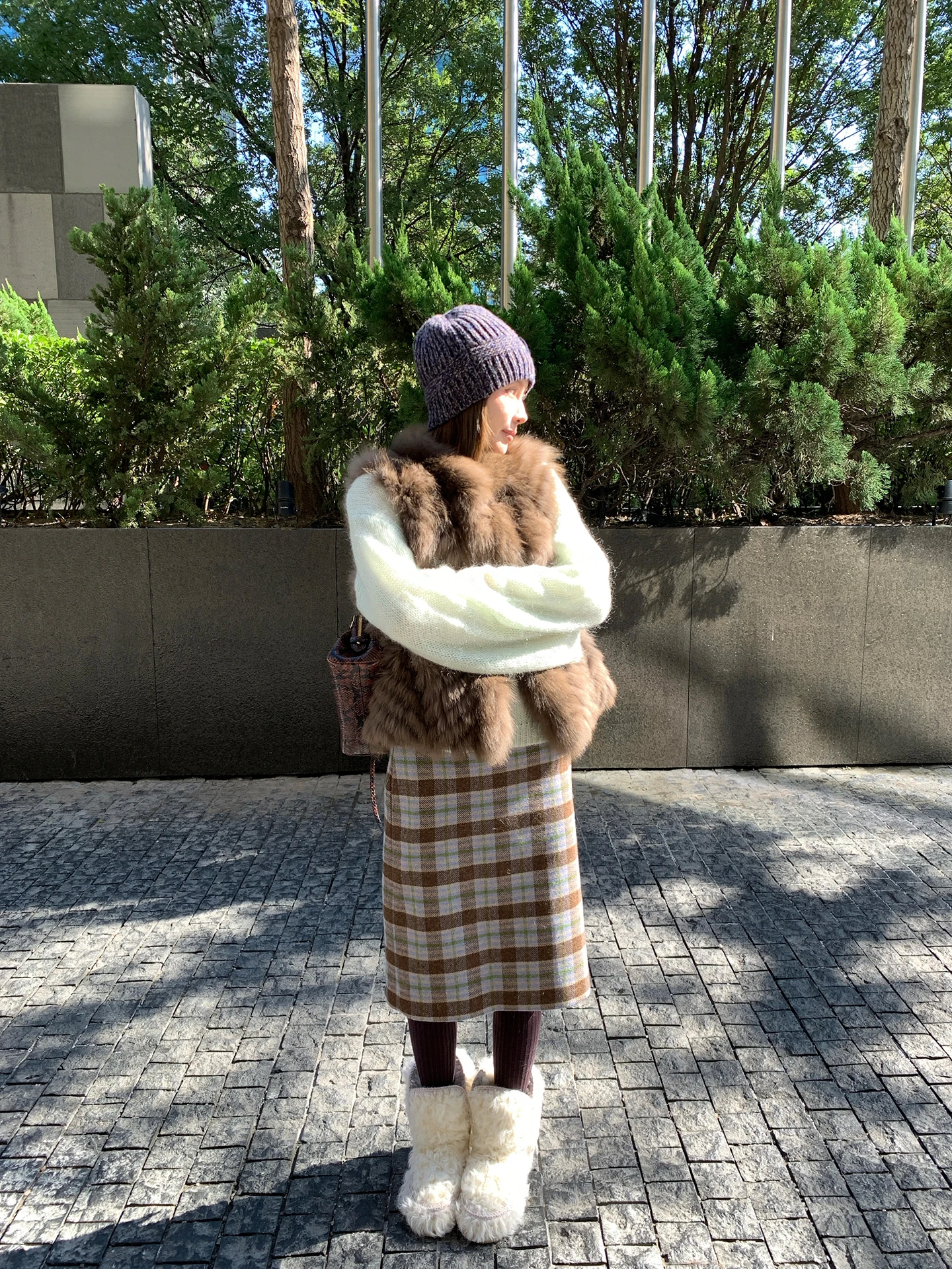 

Autumn Winter Women's Knitwear Crew Ne Innerwear Outerwear Mouton Hair Furry 3C Hokkaido Watermelon Skin Color Sweater